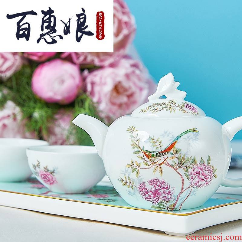 (yellow sweet nai niang China way ipads China tea set to kung fu tea set gift set gift box packaging