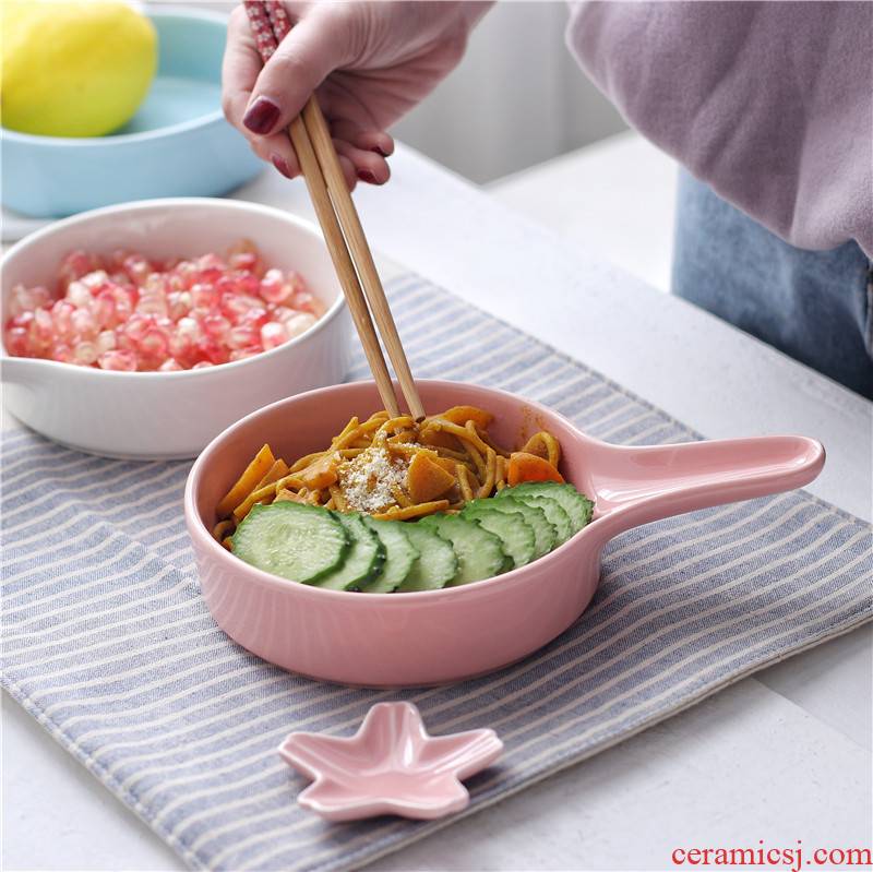 With the handle ceramic plate handle dish creative baking dish cheese baked FanPan pasta dish special microwave oven