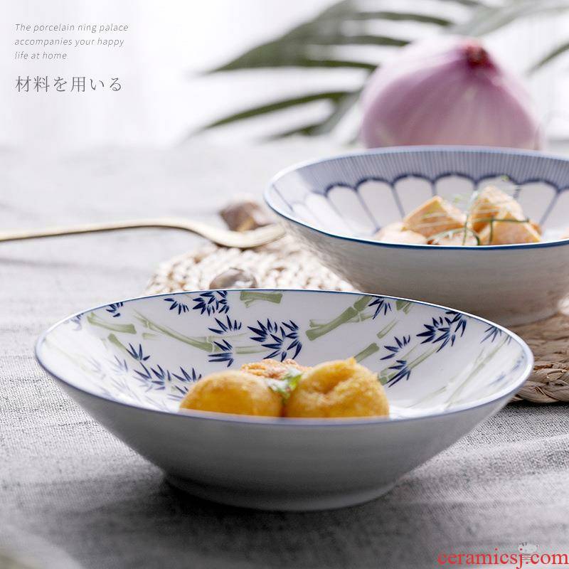 7 inches hand - made jingdezhen ceramic tableware feng ins adult household the plants flower blue one move
