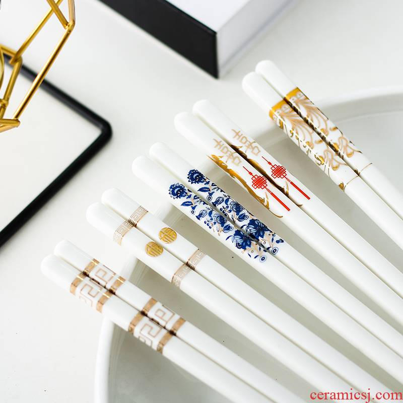 Household ipads porcelain ceramic chopsticks single environmental family suit portable creative tide slippery chopsticks