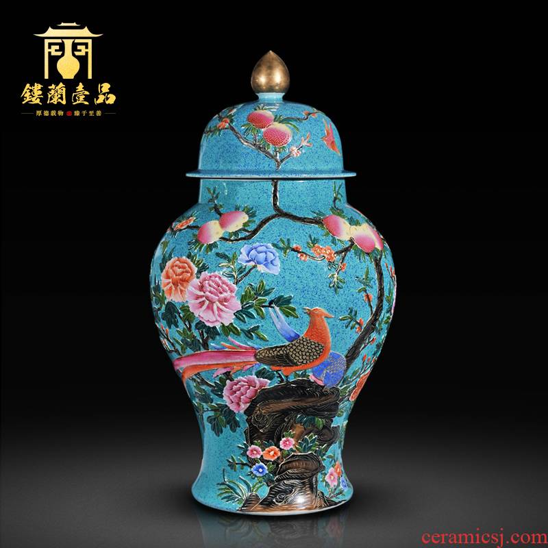 Jingdezhen ceramics archaize the qing qianlong as gold glaze carving painting of flowers and the general pot of home sitting room adornment is placed