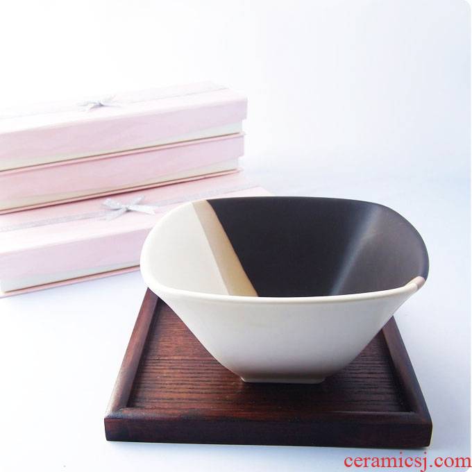 Qiao mu big pull black and white rainbow such to use ceramics trapezoidal noodles noodles, rice, such as salad, fruit salad hotel tableware in northern Europe