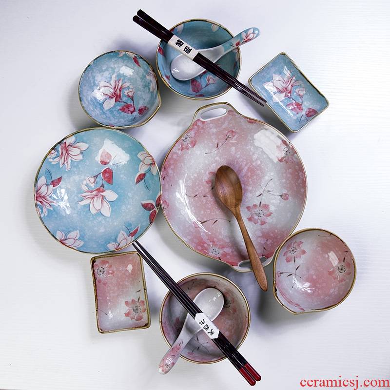 Qiao mu youth Japanese hand - made ceramic tableware household dish dish dish dish to eat the fish bowl bowl rainbow such use