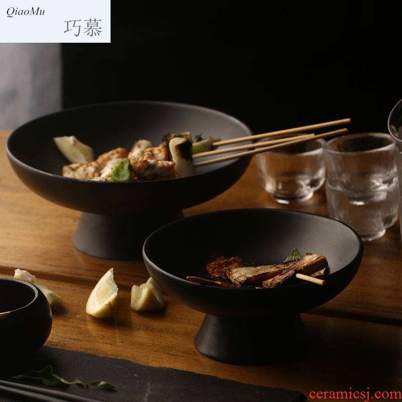 Qiao mu creative Japanese ceramics high dish home snack dish restaurant dish pastry dishes dessert dish bowl