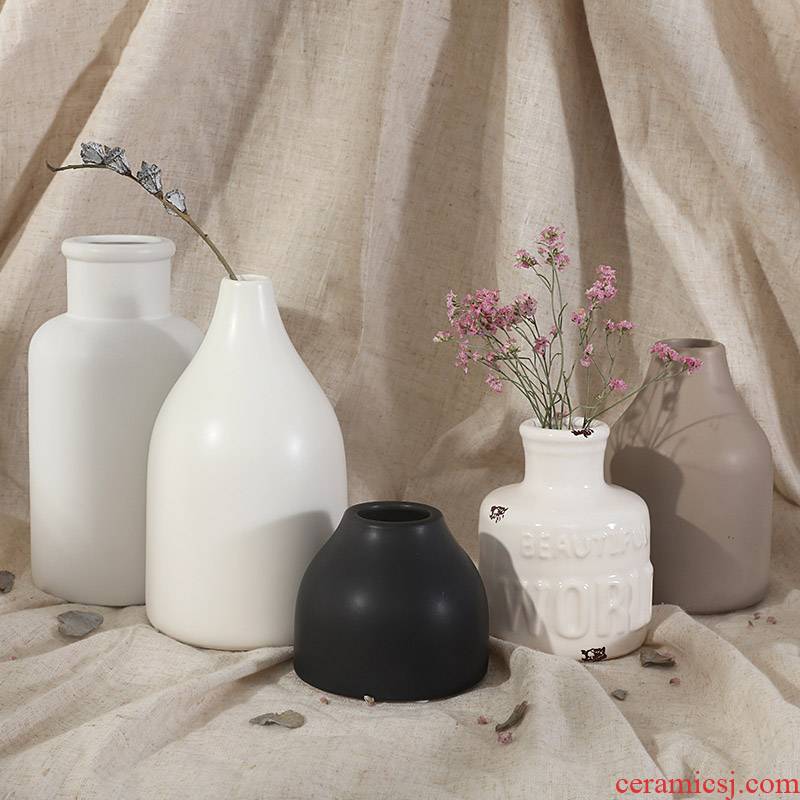 Ins small and pure and fresh Nordic ceramic vase furnishing articles creative household act the role ofing is tasted sitting room of I and contracted dried flowers flower arrangement