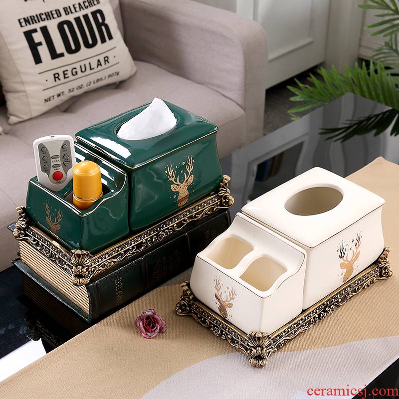 Multi - function remote control light excessive tissue boxes sitting room tea table receive a case creative smoke box of high - grade artical tao
