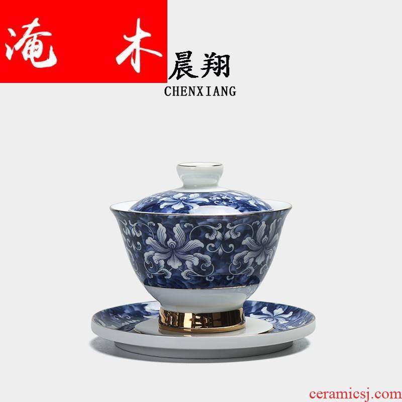 Submerged wood jingdezhen porcelain paint tureen ceramic cups only three bowls of kung fu tea bowl is large