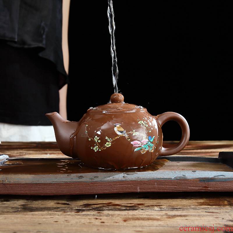 It home suit yixing purple sand teapot large capacity large kung fu authentic applique undressed ore purple clay by hand
