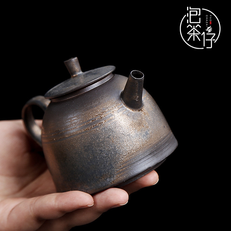 Rust glaze thick ceramic gold Japanese imitated copper one little teapot restoring ancient ways with kung fu tea set single pot with tea