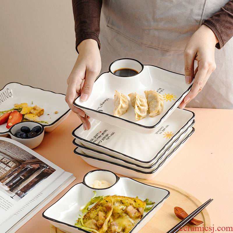 Creative means household dumpling dribbling vinegar disc ceramic dish plate web celebrity ins wind the breakfast table