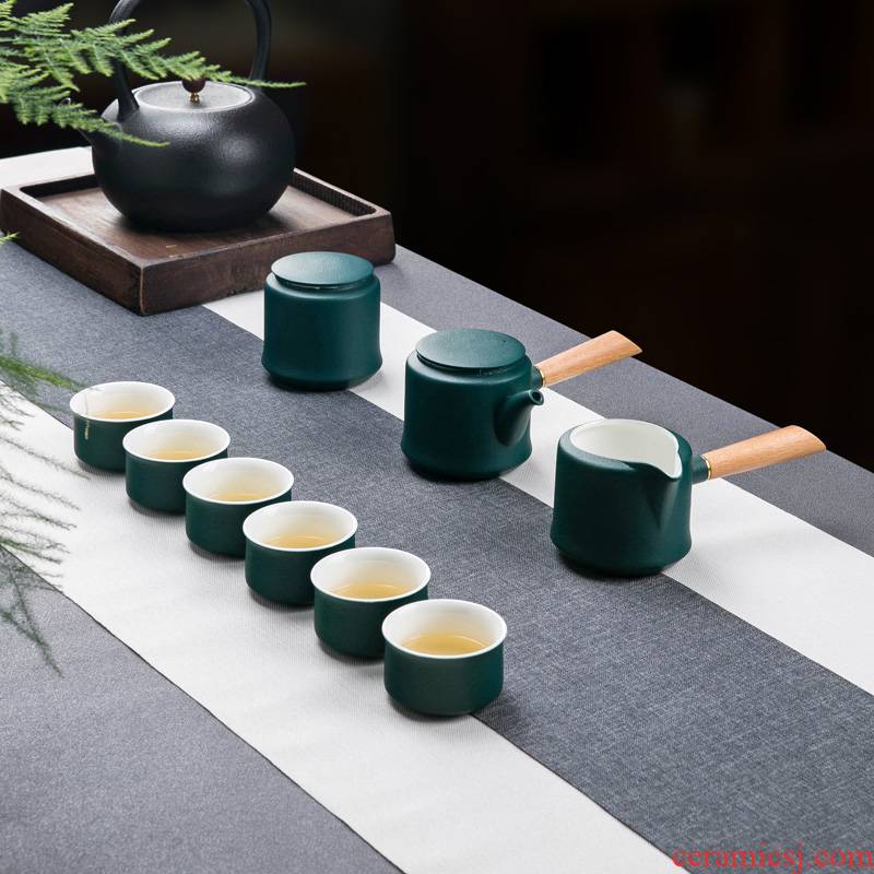 Grind arenaceous coarse jingdezhen ceramic tea set combination Japanese household small pure and fresh and teapot tea pot kung fu tea cups