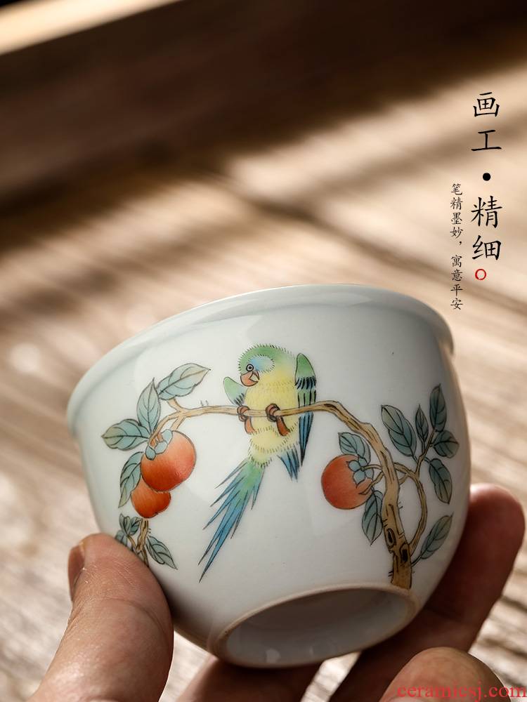 Jingdezhen hand - made painting of flowers and ceramic tea set master kung fu tea cup of pure manual sample tea cup single CPU antique tea urn