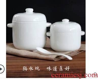Jingdezhen porcelain stew ipads soup bowl with cover of pottery and porcelain small bird 's nest water in clay pot soup pure white mini bowls of stew stew pot