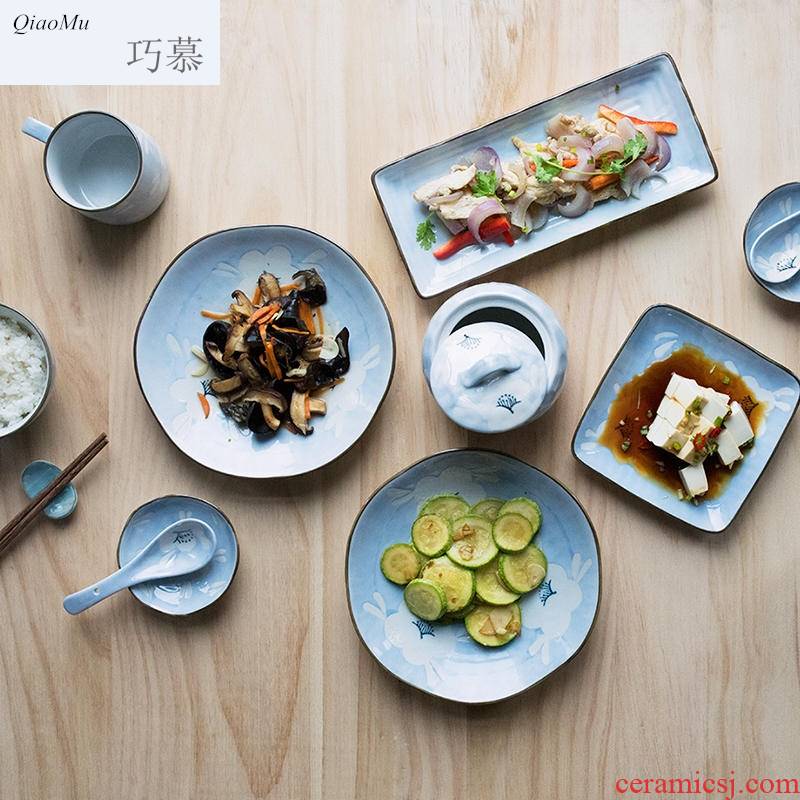 Qiao mu creative ceramic Japanese dishes dish soup bowl tableware tableware suit rice bowl dish dish home dinner plate
