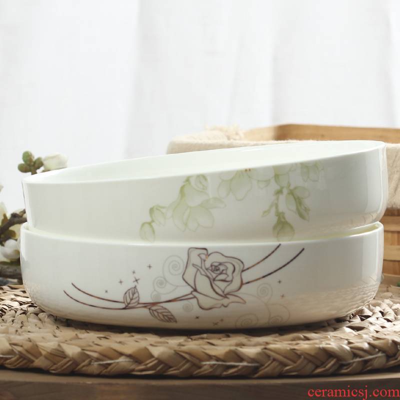 Deep dish home steamed egg bowl dish plate ipads porcelain salad plate microwave ceramic suit large tableware suit