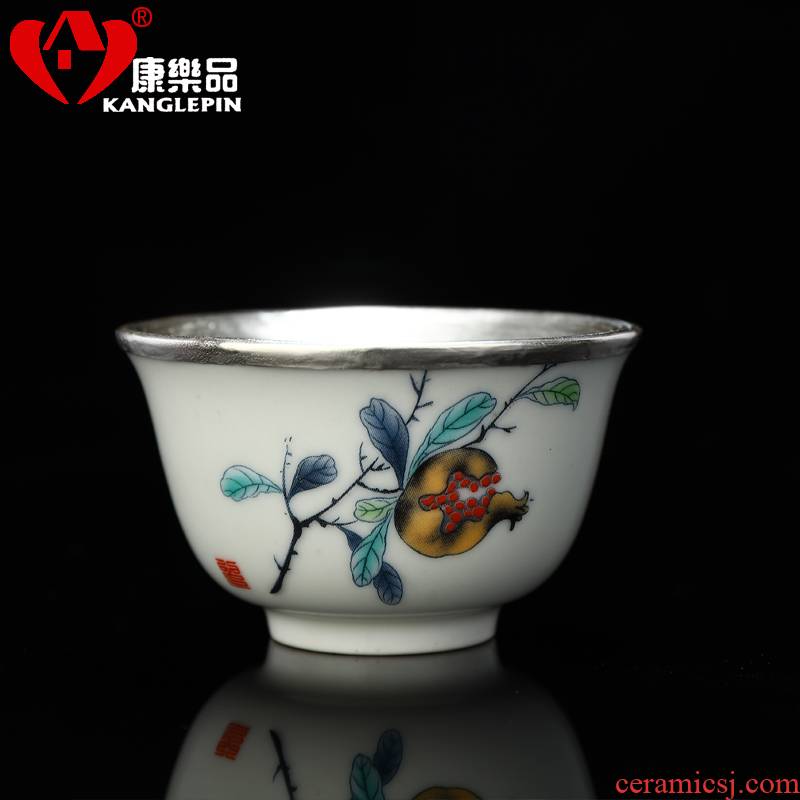 Recreation is tasted your up ceramic cup bladder silvering masters cup 999 pure manual colored enamel household kung fu tea cups