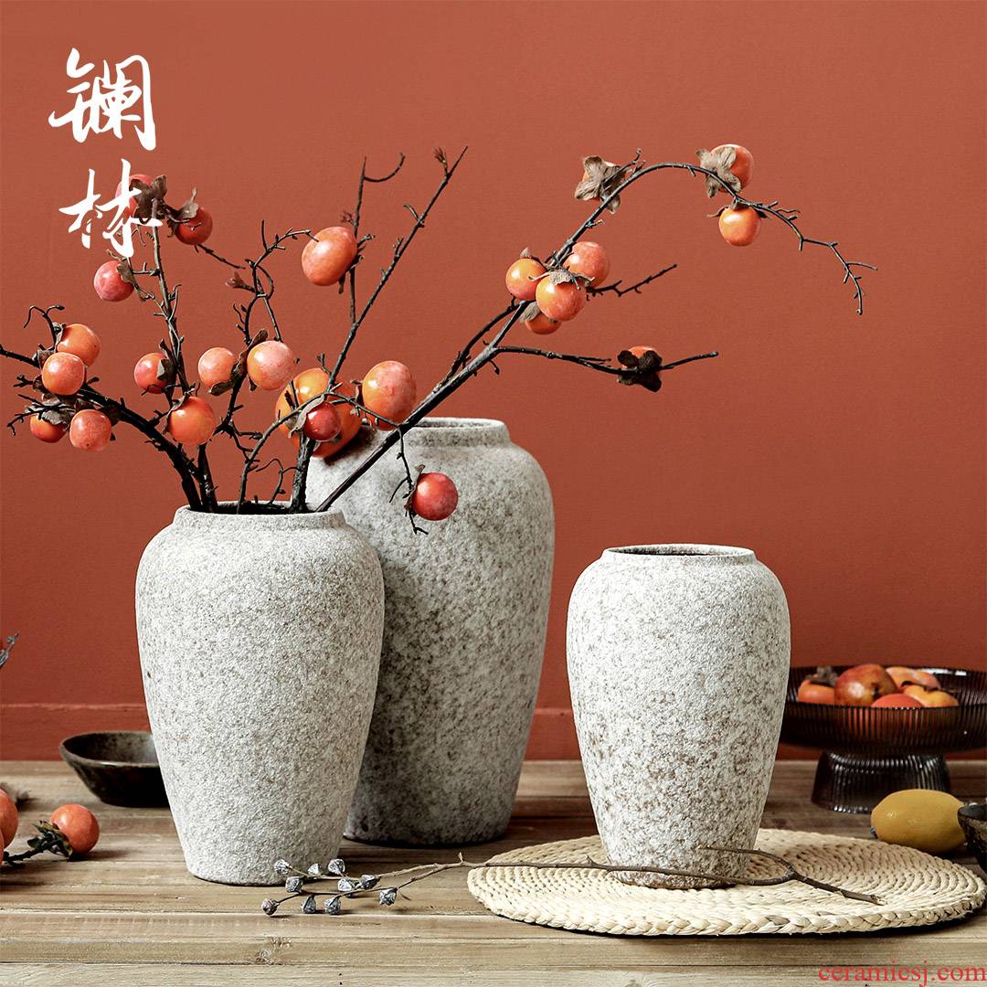 Manual coarse pottery vase dry flower POTS restoring ancient ways furnishing articles ceramic household zen jar sitting room adornment flowers