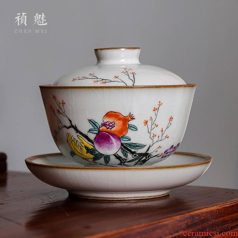 Shot incarnate your up hand - made only three tureen jingdezhen ceramic cups kung fu tea set household open piece of cover cup tea bowl
