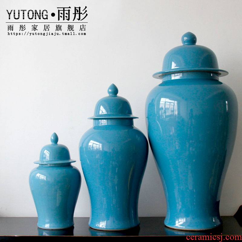 Rain tong home | jingdezhen ceramic checking blue pot - bellied receive general pot furnishing articles decorate household decoration