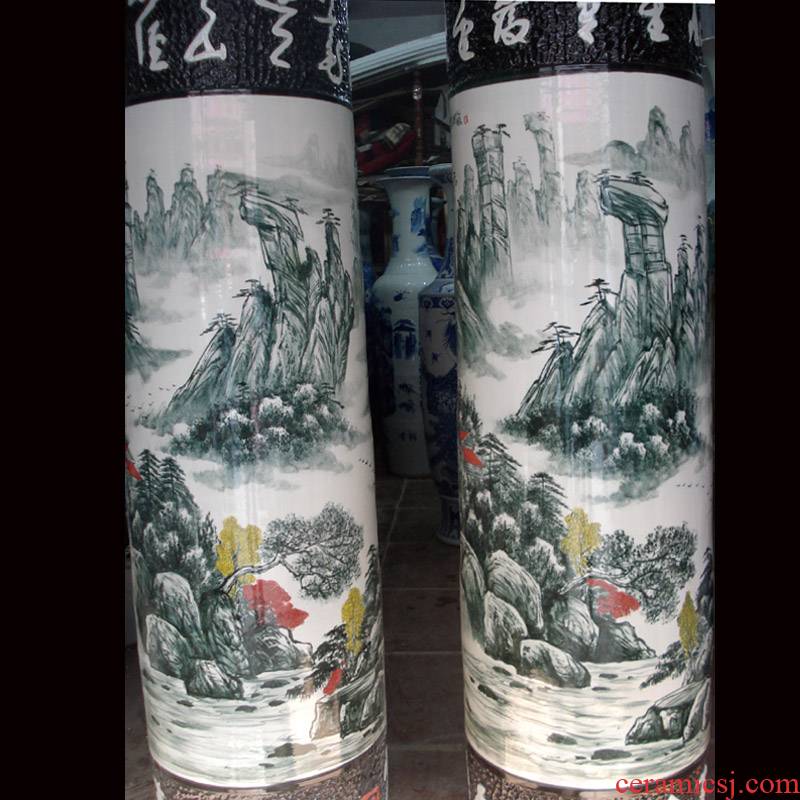 Engraved words hand - made scenery quiver straight landing big big vase vase hall jingdezhen enterprise culture