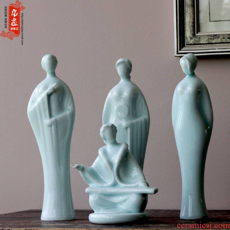 Jingdezhen ceramics by hand shadow celadon unique American Chinese style household soft adornment crafts