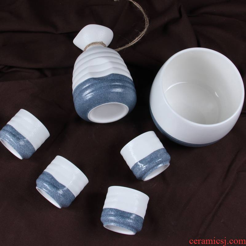 Qiao mu poly real porcelain sink a Japanese snow clear wine glaze suit household ceramics hip flask glass liquor liquor temperature