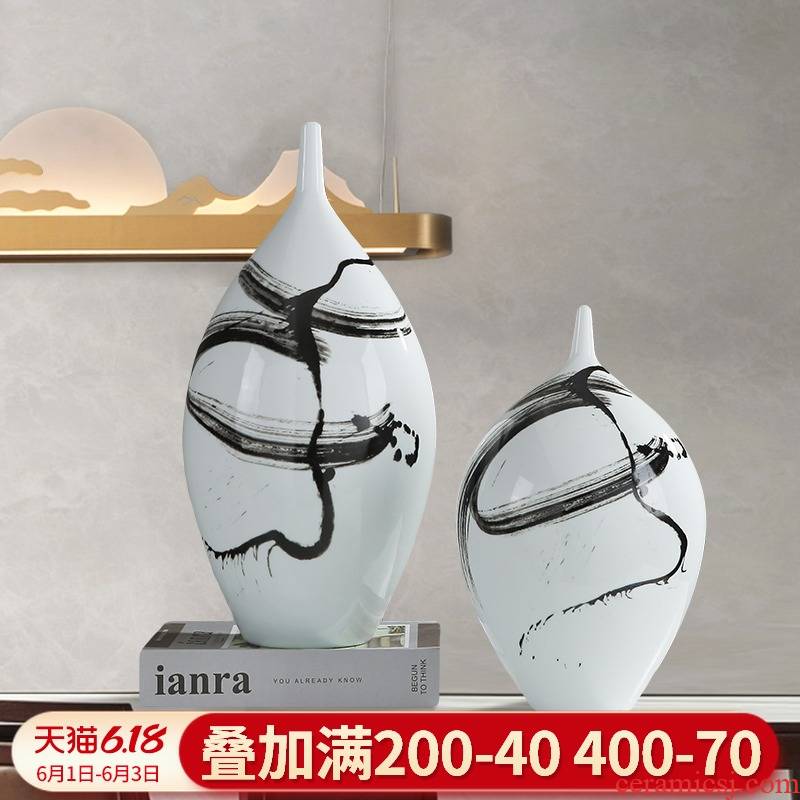 The New Chinese ink painting ceramic vase furnishing articles sitting room porch of TV ark, wine show home decoration decoration