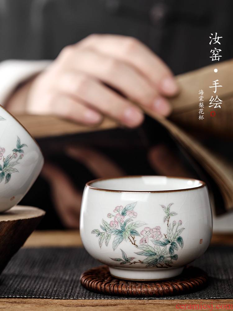 Pure manual master cup single CPU jingdezhen kung fu tea sample tea cup single hand - made the pear ceramic tea set size