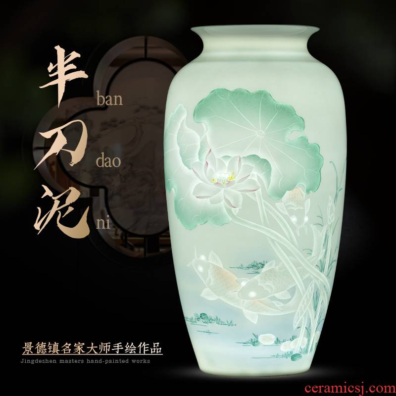 The Master of jingdezhen ceramic hand - made enamel vase of new Chinese style furnishing articles sitting room adornment handicraft carving knife clay