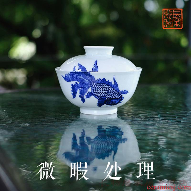 The rule in micro defects offered home - cooked view hand - made tureen jingdezhen blue and white porcelain is hand - made ceramic tea cups