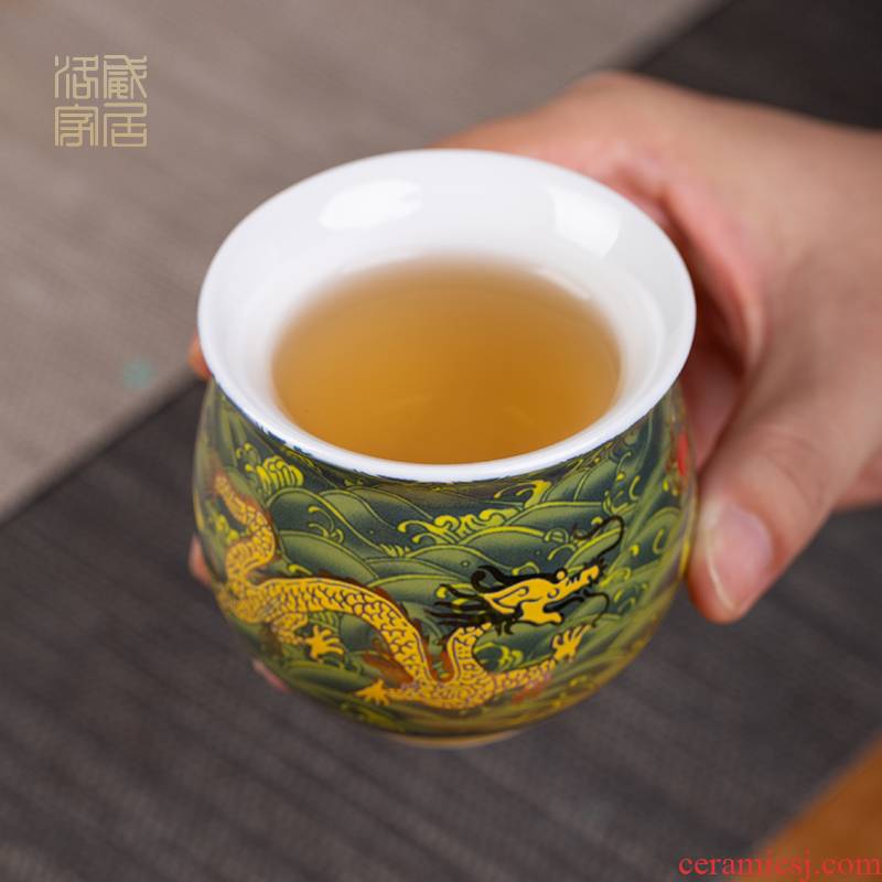 Blower, cup double iron fitting a single cup of household water proof kung fu tea set sample tea cup single ceramic cups of the living room