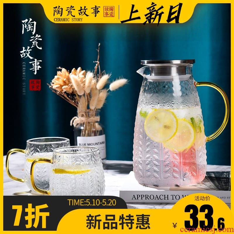 Ceramic story cold bottle home refractory glass kettle cup of the big capacity of the ice cold water kettle suits for