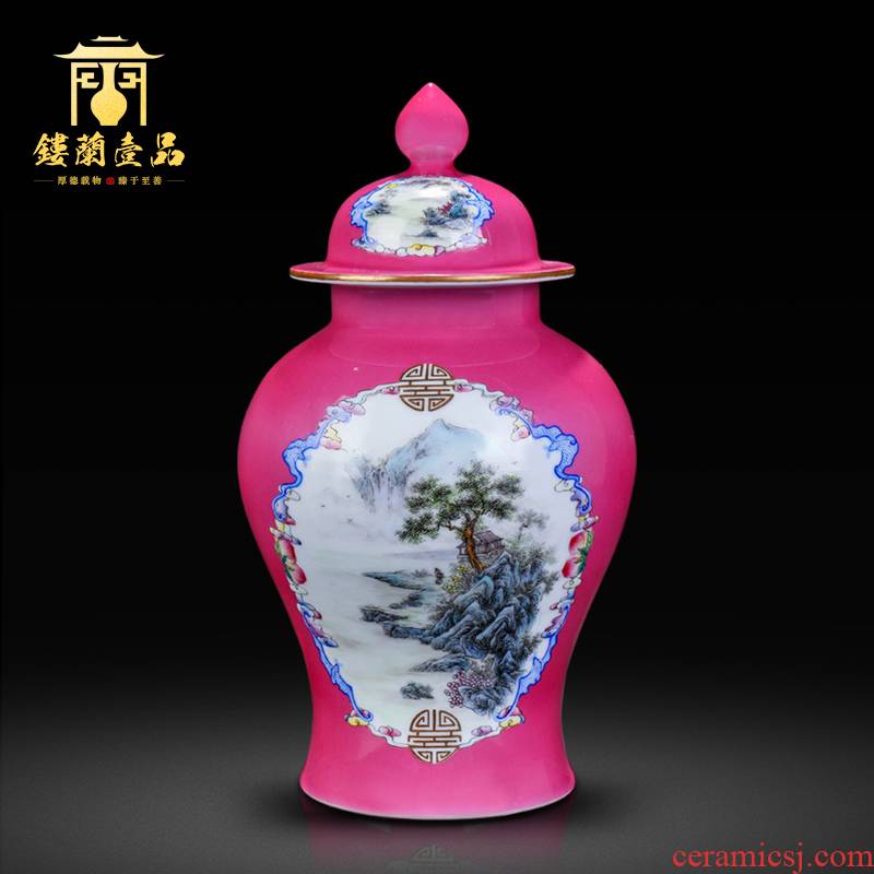 Jingdezhen ceramic all hand - made imitation the qing yongzheng offering general red paint as cans of new Chinese style household storage tank caddy fixings