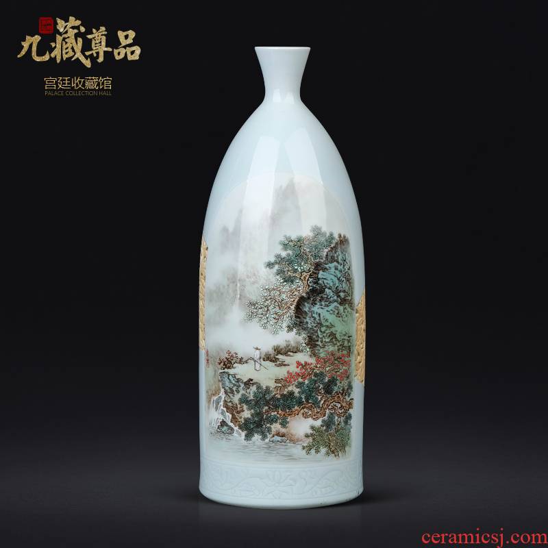 Hand pastel landscape master of jingdezhen ceramic vase sitting room porch study of new Chinese style tea table decoration furnishing articles