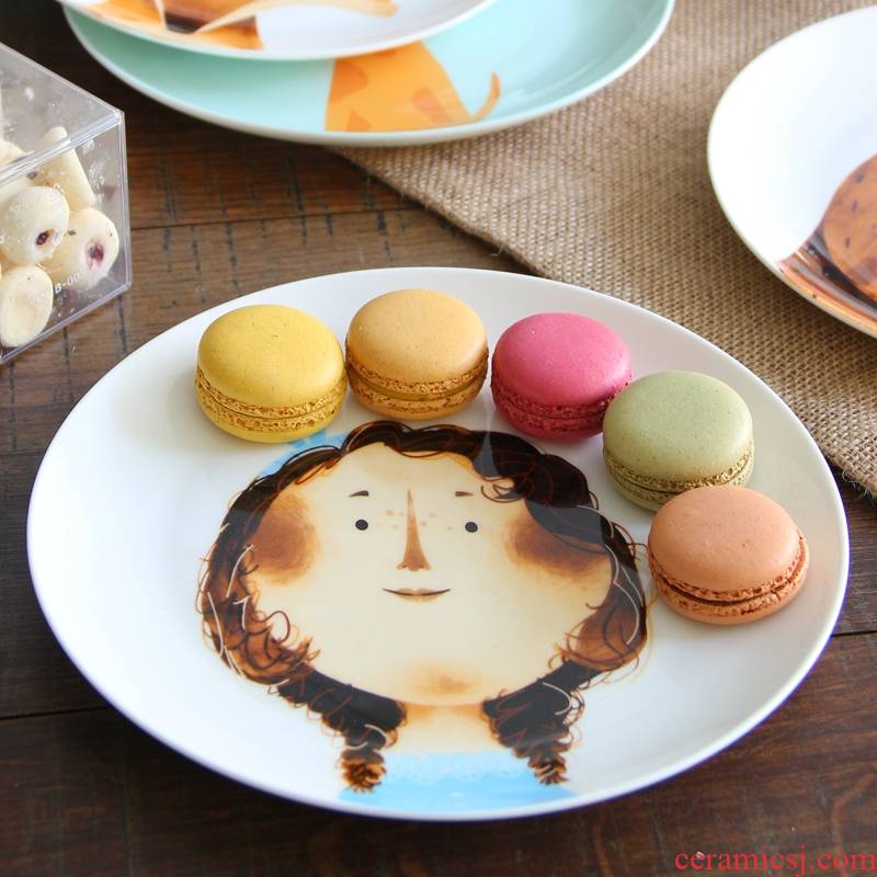 Qiao mu ipads China cartoon dish ceramic plate of children offer creative beefsteak snack plate cartoon China plate