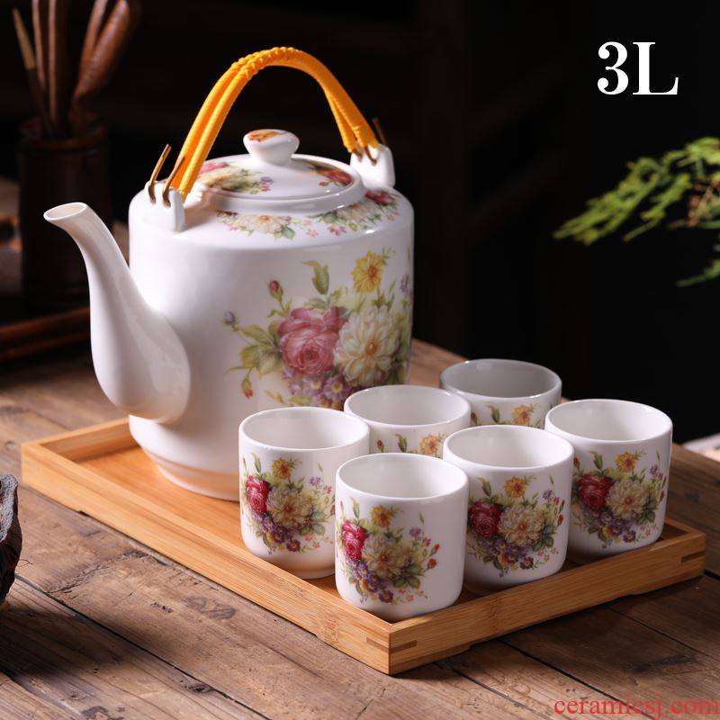 Cool large household ceramics jingdezhen tea kettle suit Chinese girder pot of cold water with a large capacity cups