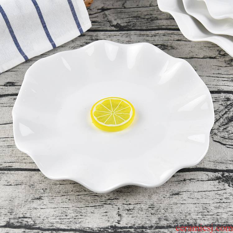 Ceramic plate creative round fish dish plate circular lotus soup plate plate plate household hotel deep dish of foreign trade