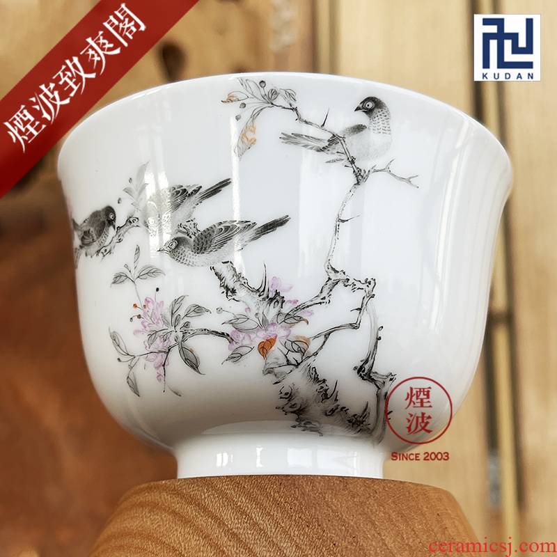Jingdezhen nine calcinations hand - made color ink painters porcelain hand painting of flowers and keller cup sample tea cup