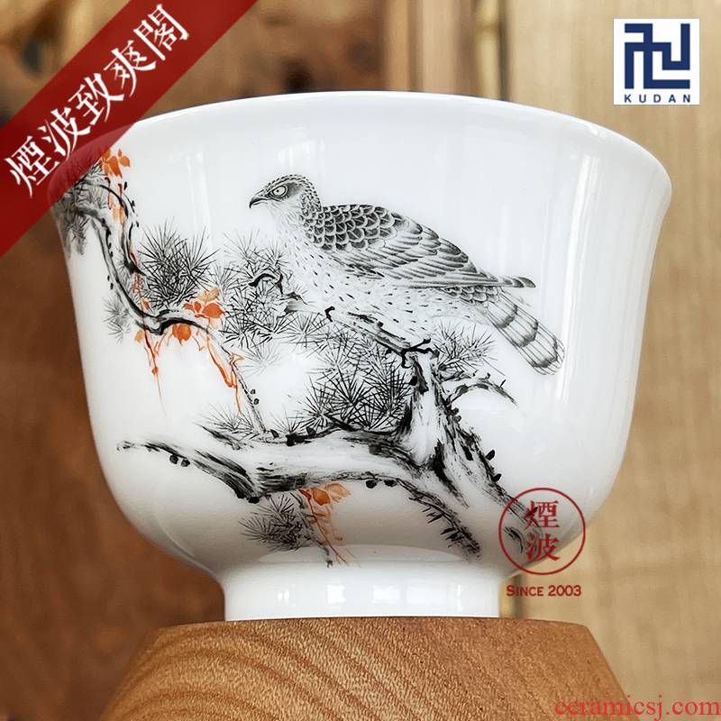 Jingdezhen nine calcinations hand - made color ink painters chorale eagle porcelain hand keller cup sample tea cup