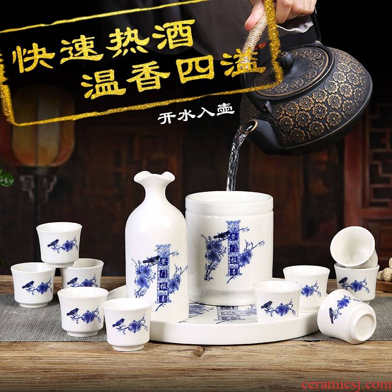 Longed for ceramic wine temperature hot hip small a small handleless wine cup with wine and rice wine liquor cup Chinese style heating warm ultimately responds to wine