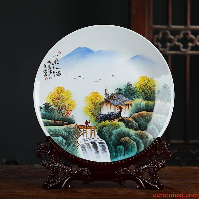 Jingdezhen ceramics hand - made hang dish to admire the plate of the modern Chinese style living room a study home furnishing articles wine cabinet decoration plate