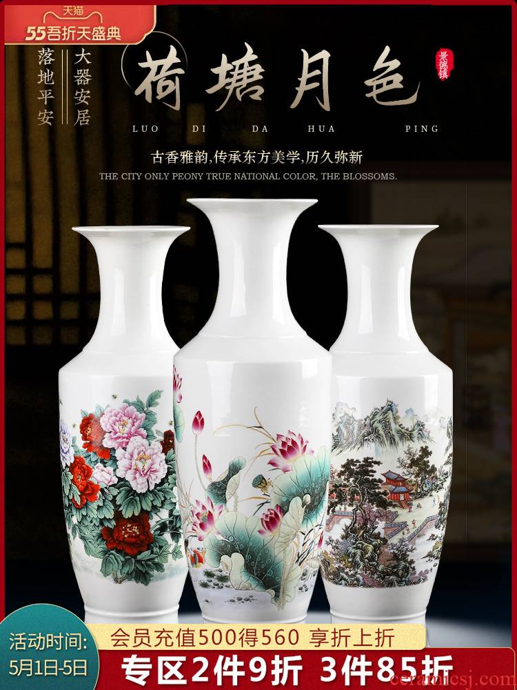 Jingdezhen ceramics furnishing articles sitting room of large vase flower arranging Chinese style household adornment large TV ark