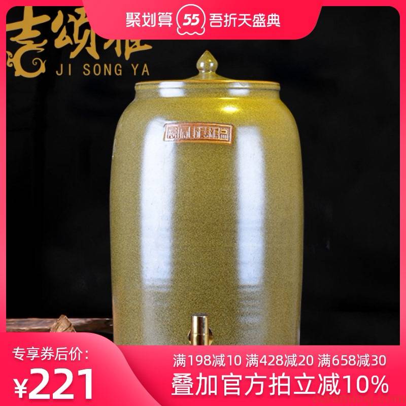 Ceramic tank barrel ricer box you can tap it at the end of the cylinder tea tea jingdezhen Ceramic cylinder wine jar