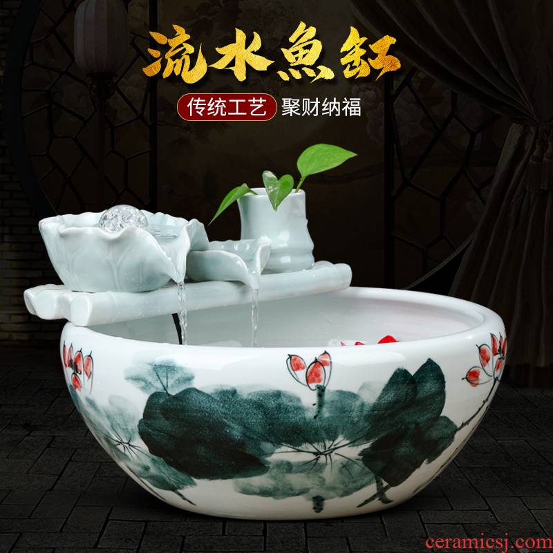Jingdezhen ceramics creative transport bead furnishing articles water basin of Chinese style living room office fish tank ornament