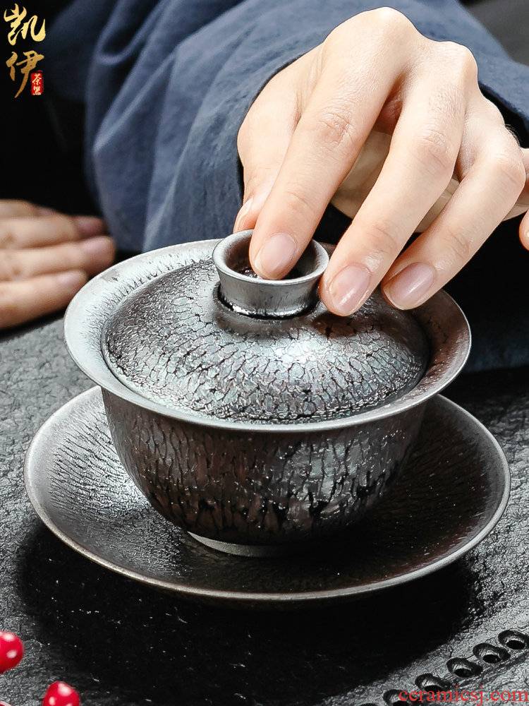 Master hand made temmoku variable size only three tureen ceramic iron tire worship kunfu tea tea bowl bowl tea bowl