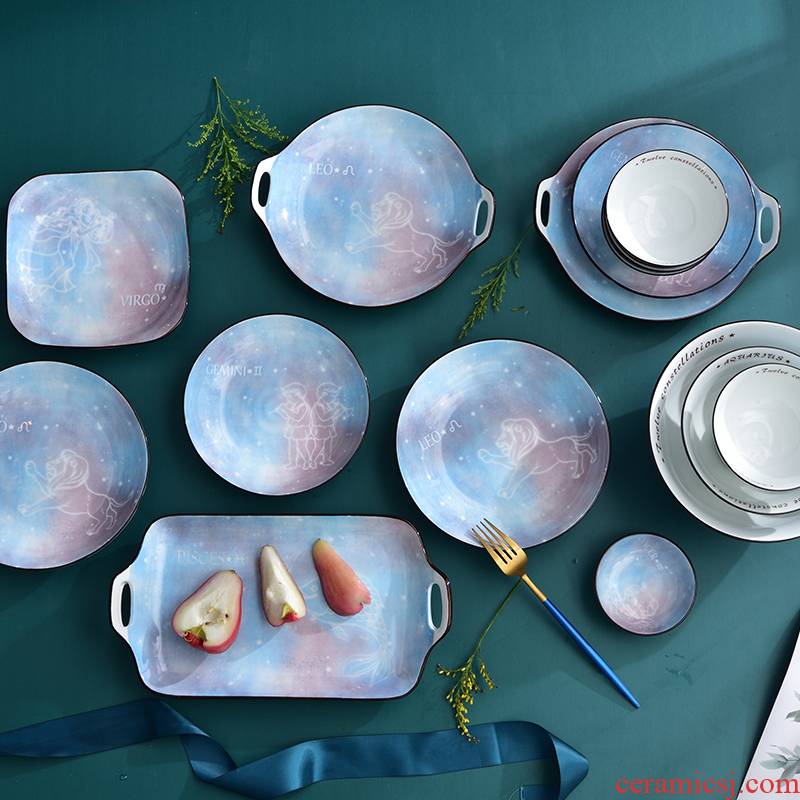 Creative Japanese dishes suit move tableware to eat rice bowl Nordic ceramic bowl dish dish dish home a 2 people