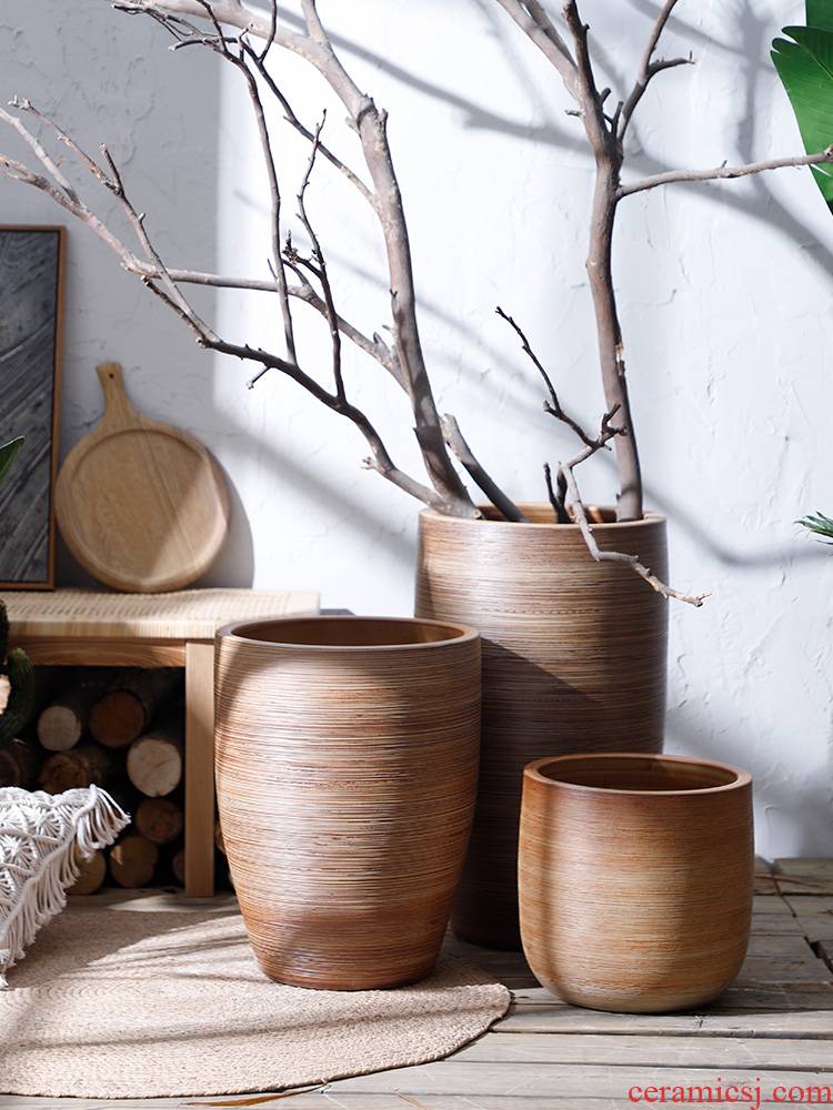 Nordic flowerpot pastoral restoring ancient ways furnishing articles dried flower vases, ceramic green plant hydroponic POTS of large diameter indoor the plants