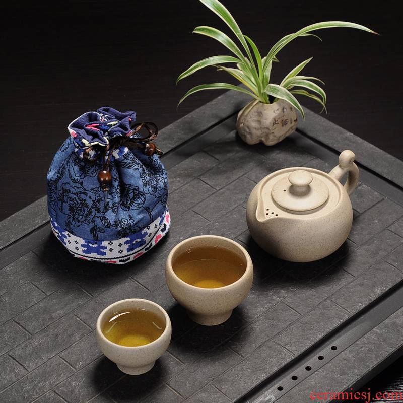 2 CPU is suing gourd crack cup a pot of portable travel coarse pottery kung fu tea set simple travel package