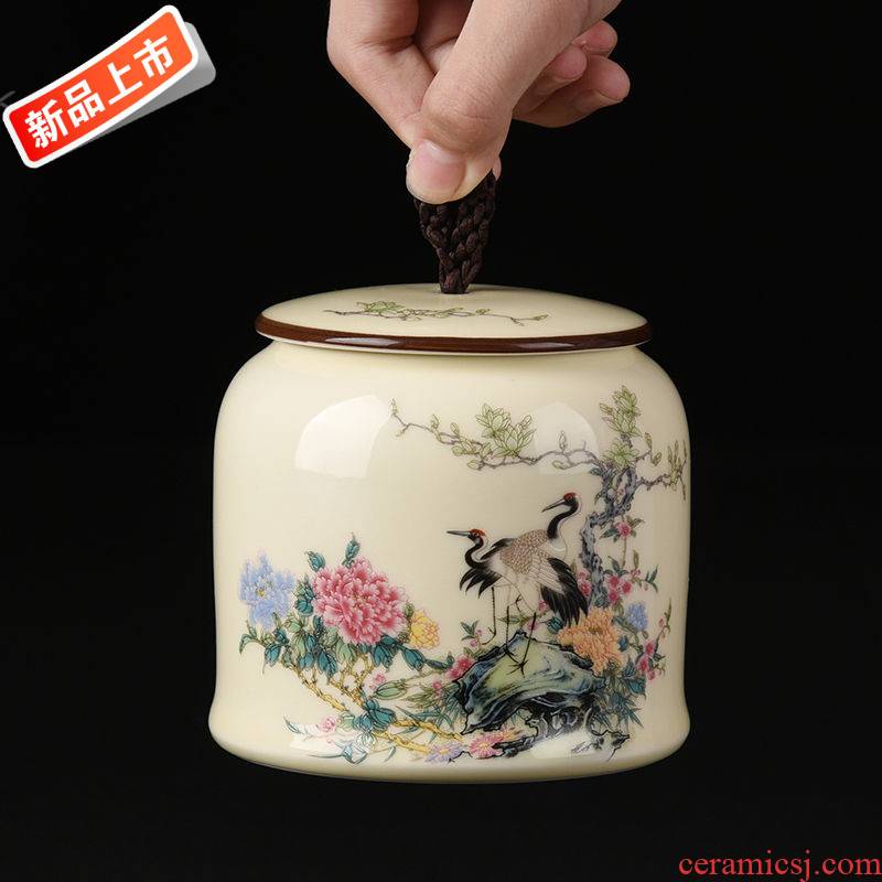 Jingdezhen new large ceramic tea caddy fixings sealed tank storage tank is moistureproof household gift packing tea boxes