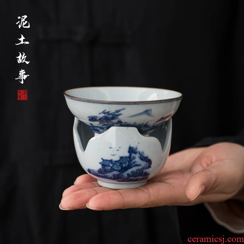 Jingdezhen porcelain hand - made) ancient some ceramic porcelain kung fu tea set of the filter tea tea - leaf filter tea accessories